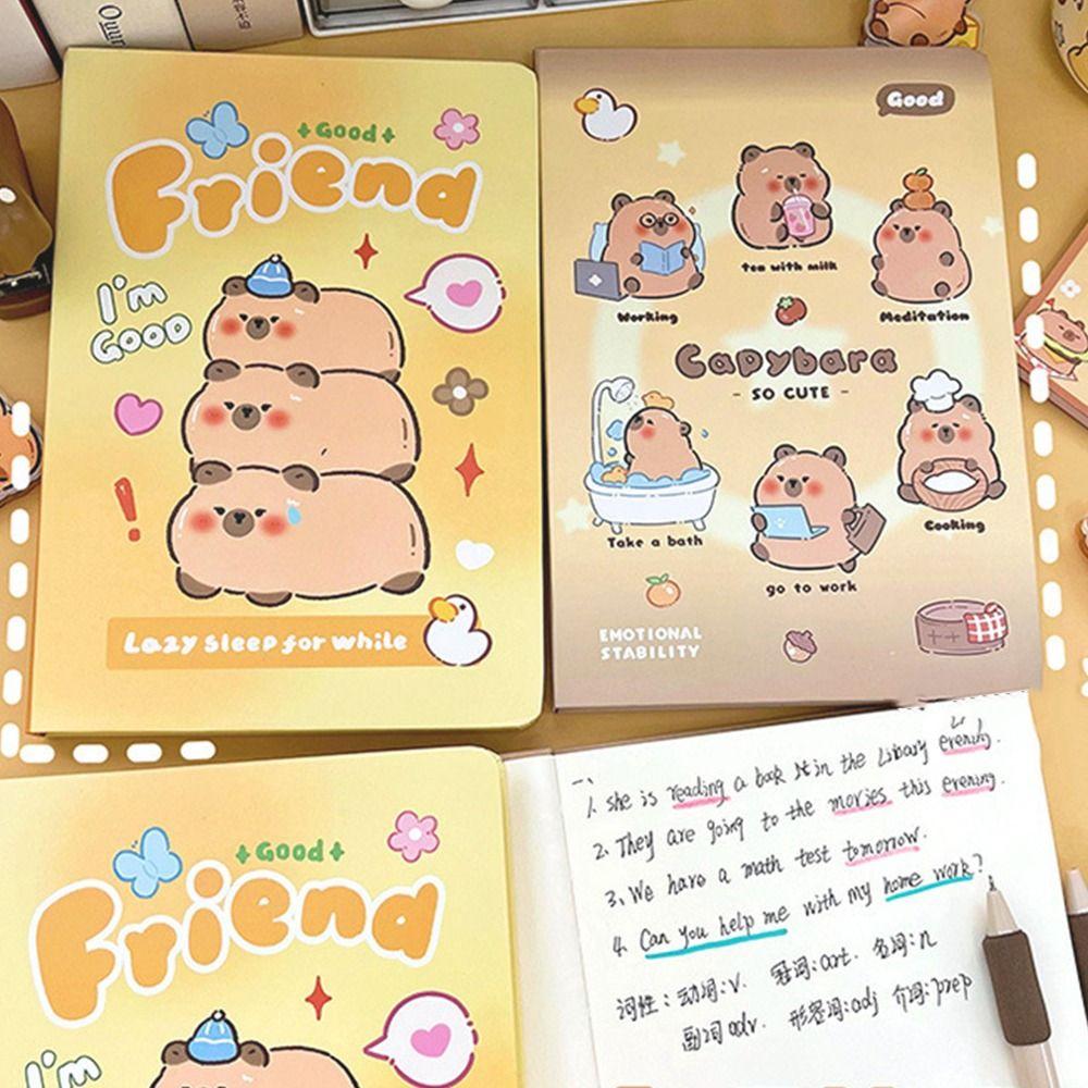 Portable Capybara Notebook A5 Hand Account Book Cute Capybara Memo Pad  Back To School Supplies
