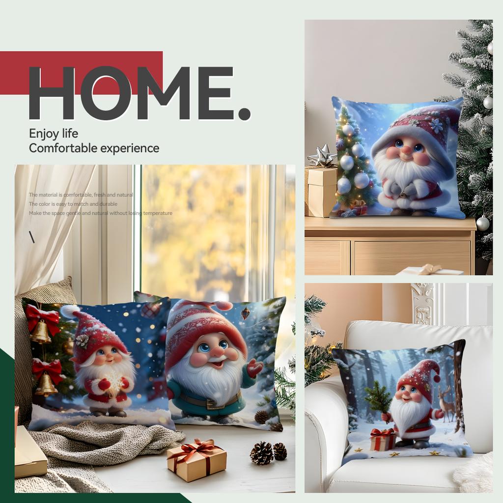 45X45Cm Christmas Elf Pillowcase Bedroom Sofa Cushion Cover 100% Polyester Living Room Cushion Pillowcase Home Decor