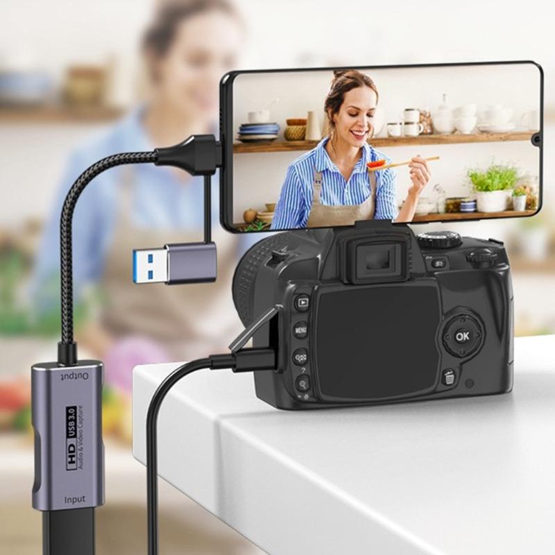 USB3.0 Video Captures Card for 4K60Hz HDTV Input Sound Support PC Gaming Streaming and Conference Recording