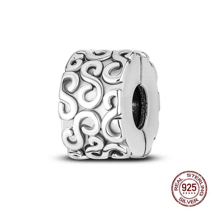 925 Silver Clasp CZ Pave Daisy Beads Stopper Clip Fit Original Bracelet Jewelry 1