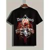European sizes Men's Graphic T-Shirt - Edgy Skull & Chains Design with "Death Punch" Text - Black Regular Fit Short Sleeve Tee for Summer Streetwear