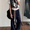Casual Retro Street Dance Sporty Hip-hop Sweatpants for Women in Autumn and Winter, Loose Straight-leg, Slimming Wide-leg Pants