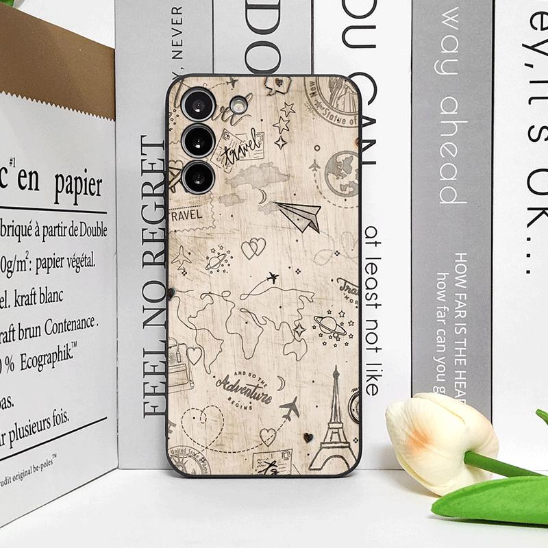 Pink World Map Printed Phone Case for Samsung S24 S23 Ultra S22 S25 Plus S21 S20FE 5G Shockproof Cover for Galaxy S25 Edge Shell