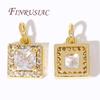 Fashion Square Small Pendants For Jewelry 18K Gold Plated Zircon Crystal Charm For Earrings,DIY Jewelry Making Supplies Findings