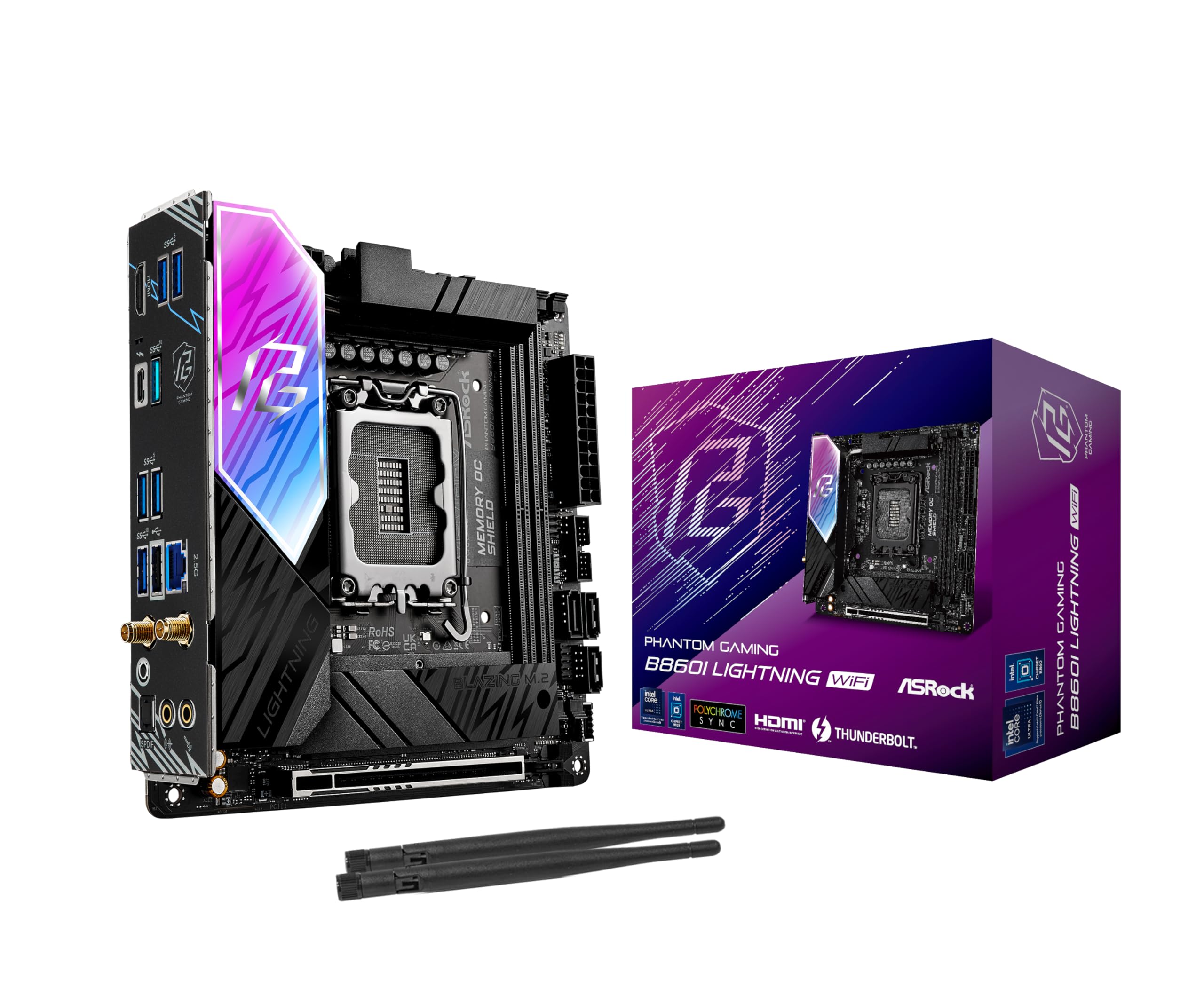 

Материнська плата ASRock B860I Lightning WiFi Сумісна з процесорами Intel Core Ultra Чіпсет B860I DDR5 Mini ITX Материнська плата Авторизований дистриб ютор (LGA1851)