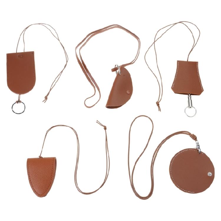 Stylish Leather Glasses Storage Bag Pendant Necklace Keychain Hanging Accessory Elegant Bags with Protective Flap