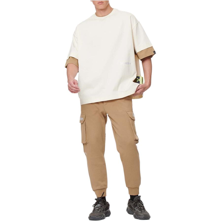 Evisu Ss21 Pocket Color Block Elastic Sports Pants Men pants Khaki 2ESGNM1SP469XX