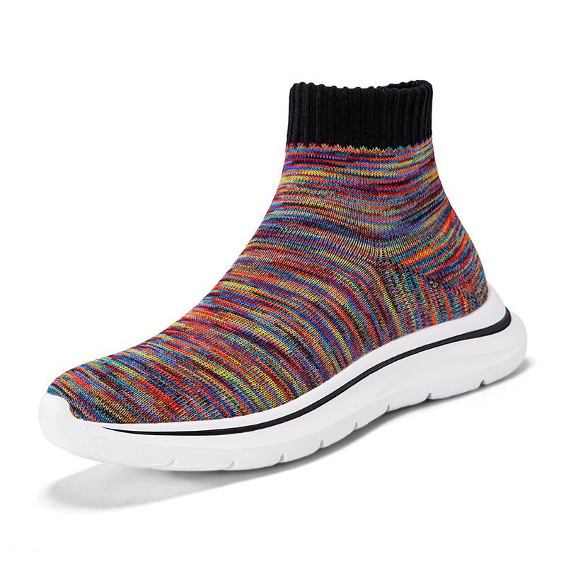 High‑Top Sock Shoes Women Slip‑On Casual Sneakers Breathable Knitted Sports Shoes Lightweight Non‑Slip Walking Footwear