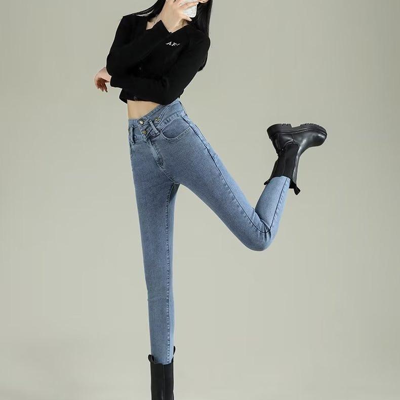 Skinny small-footed jeans women's autumn and winter new high-waisted slim-fitting black boots and pants pencil pants