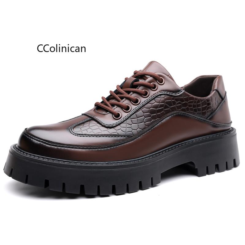 Hot Men Casual Shoes Lace Up British Style Thick Sole Oxfords High Quality Derby Shoes Fashion Breathable Outdoor Shoes For Male