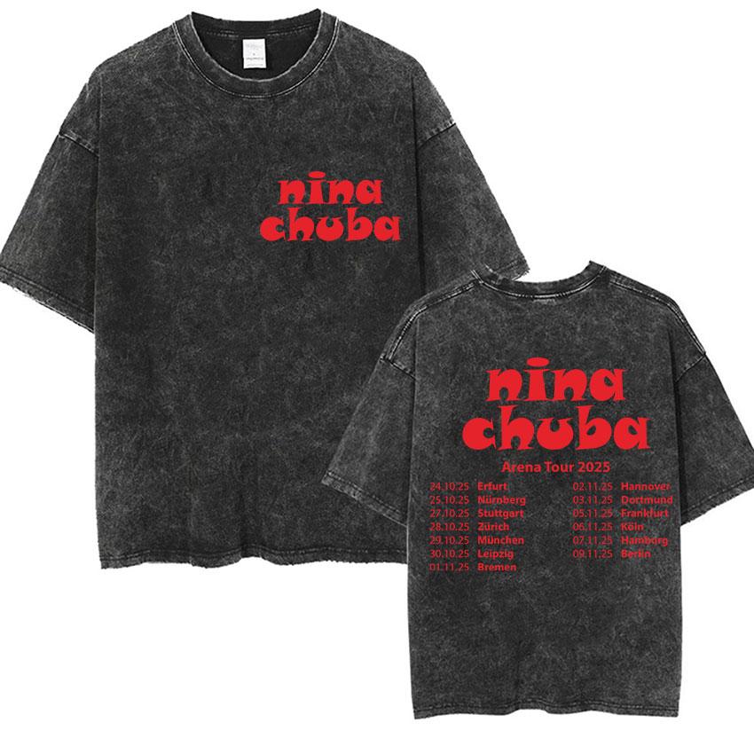 Nina Chuba Arena Tour Vintage Washed TShirt Men Women Harajuku High Quality Cotton T Shirt Hip Hop Clothing Oversized Tees