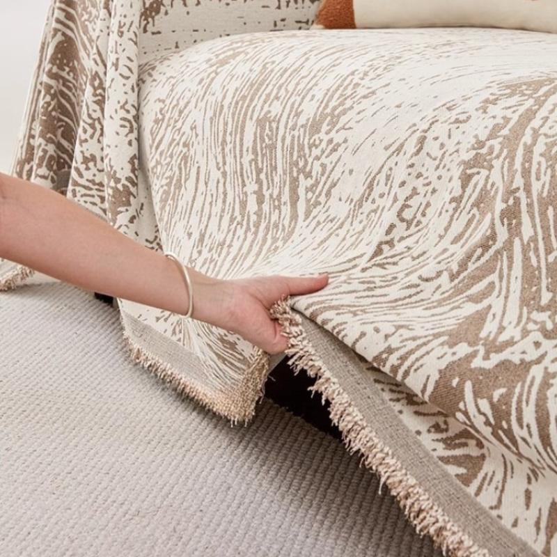 Sofa Towel Striped Couch Pad Light Colored Sofa Blanket All Season Universal All-Inclusive One-Piece Non-Slip And Wear-Resistant