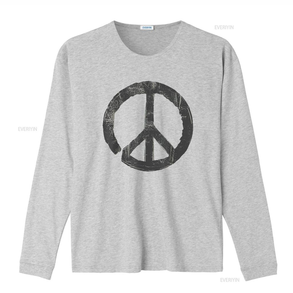 Womens Retro Vintage Distressed Design Peace Sign T Shirt White X Large Vintage Washed Unisex Graphic Breathable Soft