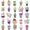 Waterproof 50pcs Pearl Milk Tea Stickers Cute Girl Heart Decals Scrapbook