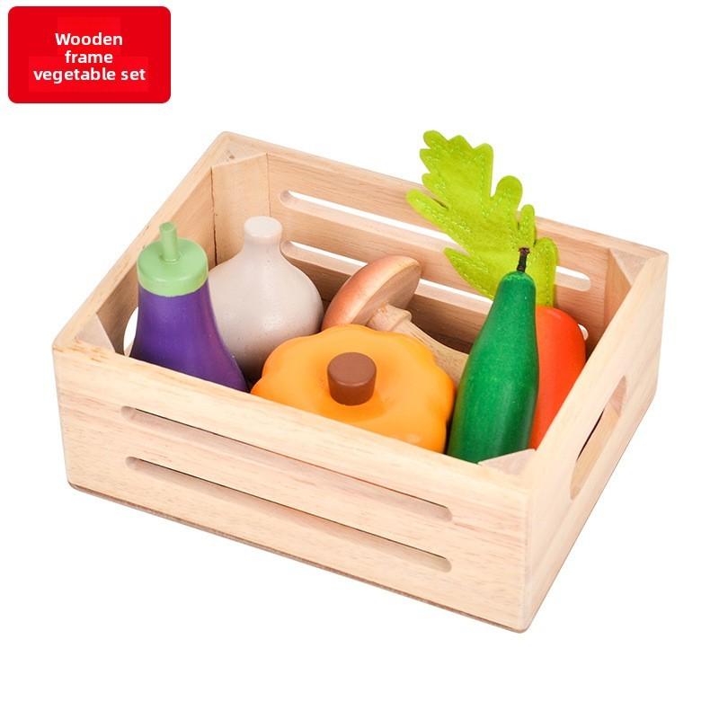 Kitchen Wooden Play With Fruits Vegetables Seafood Desserts For Kids Fun Develop Vegetables