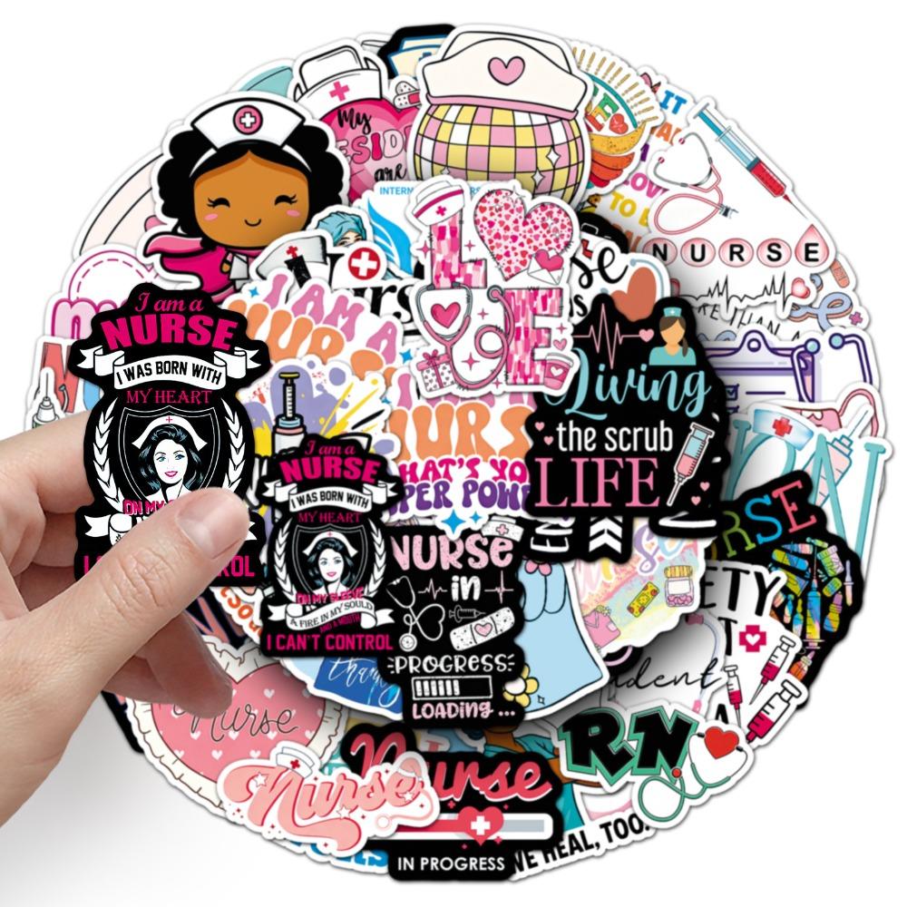 50Pcs International Nurses' Day Stickers For Medical Staff Nurse Festival Waterproof Fridge Guitar Laptop Sticker Decoration