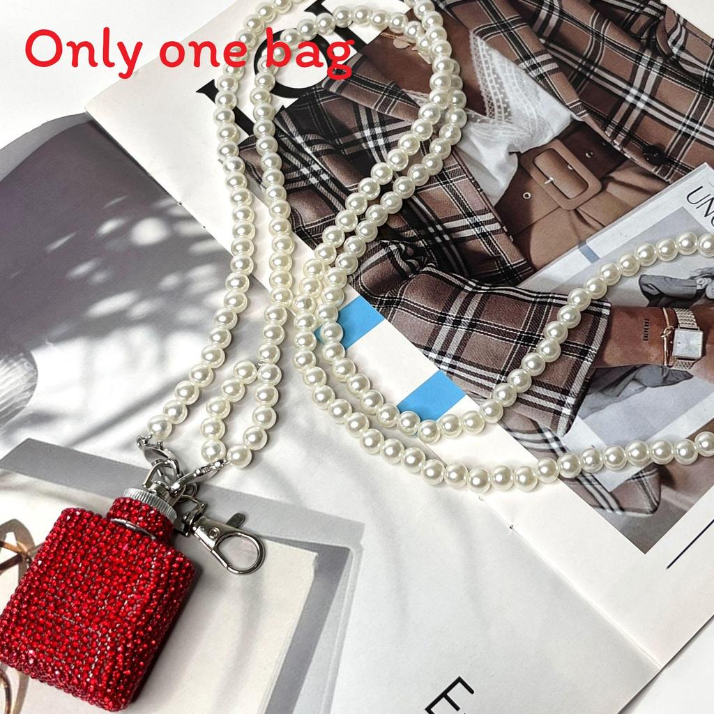 Water Diamond Mini Crossbody Bag With Pearl Chain For Streetwear Fashion