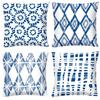 Blue Geometric Printed Throw Square Pillow Cover Sofa Chair Cushion Pillowcase