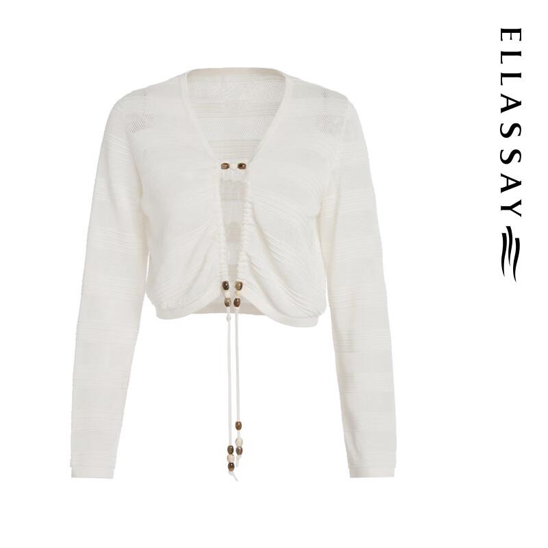 ELLASSAY Women's Drawstring Cut-out Knit Top