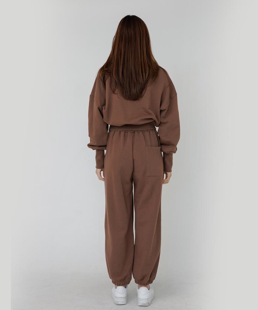 AWESOME STUDIO Women'S Signature Embroidered Sweat Jogger Pants Brown