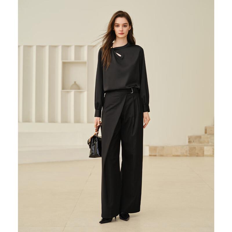Giovanni Valentino Women's Asymmetric Waist Wide-Leg Casual Trousers
