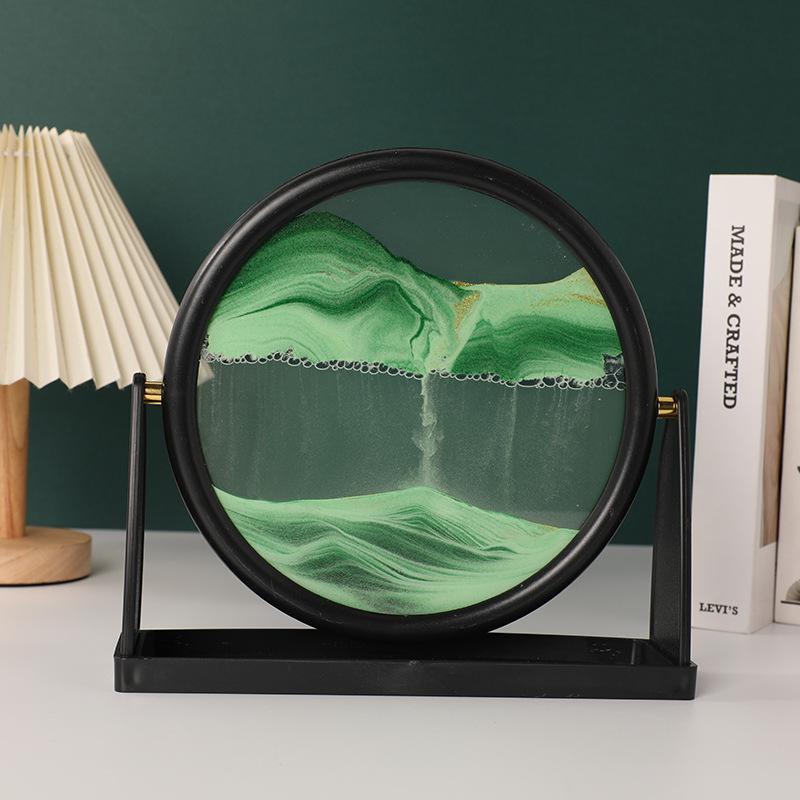 Rotatable Sandscape Moving Sand Art Picture Round Glass Deep Sea Quicksand 3D Hourglass Flowing Sand Painting Home Decor Gifts