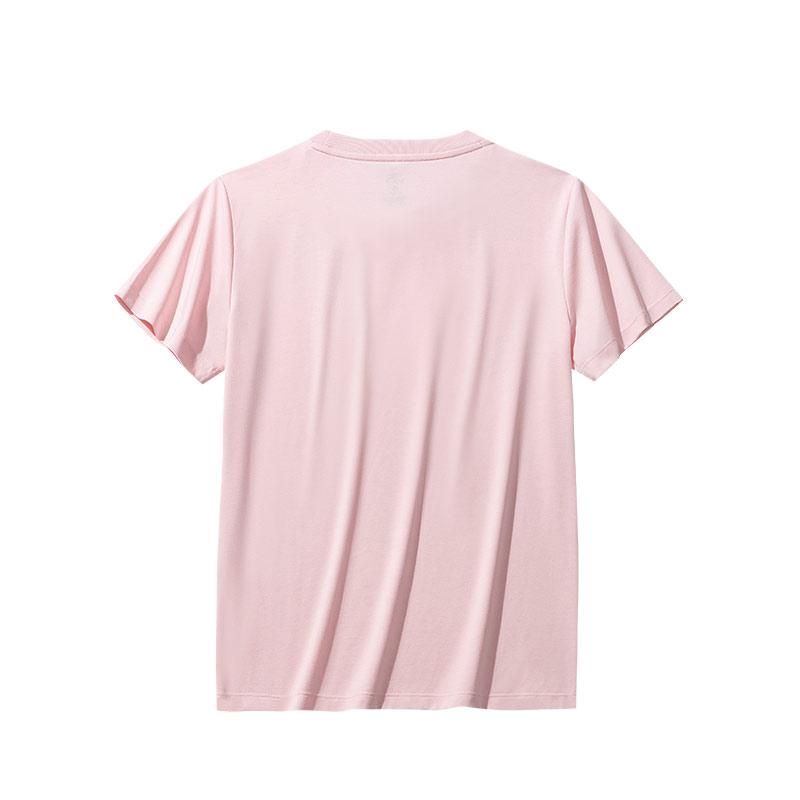 Anta Comfortable Casual Simple Round Neck Pullover Versatile Short Sleeve T-Shirt Women T-Shirts Particle-Pink 962528101-3