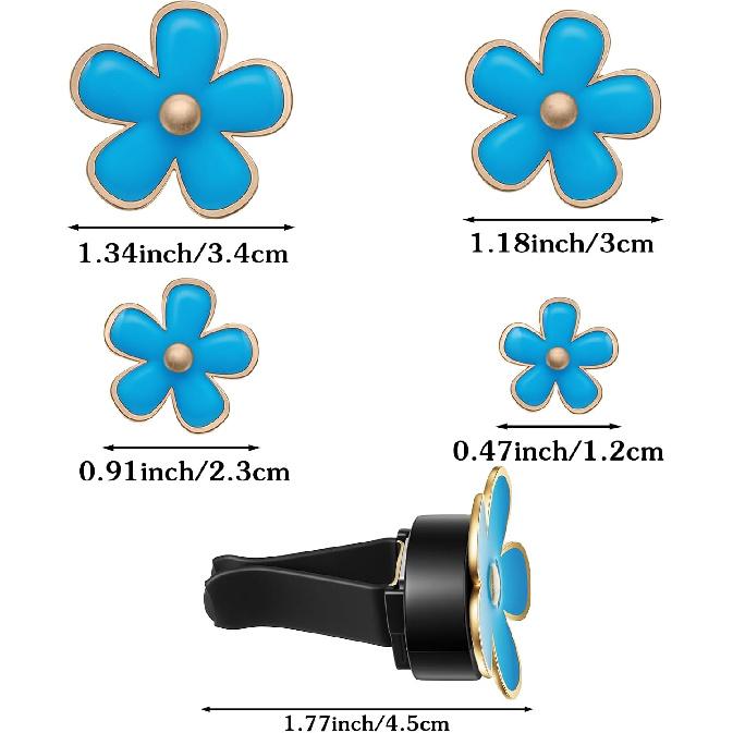 8PCS Flower Vent Clips for Car, Daisy Air Freshener Clip Cute Blue Flower Conditioning Outlet Clip Decorations Interior Decor Accessories for Women