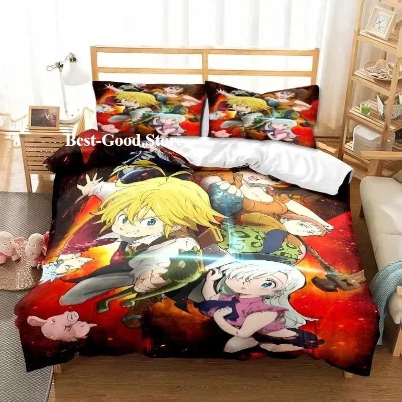 Nouvel Anime Les Sept Péchés Capitaux Al Saison Ensemble Lit Jumeau Ensemble de Linge de Lit Imprimé Avec Taie d'Oreiller Lit Doux Housse de Couette Douce Simple Double