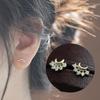 925 Sterling Silver Plating 14K Gold Plating Crystal Moon Stud Earrings Women Cute Jewelry