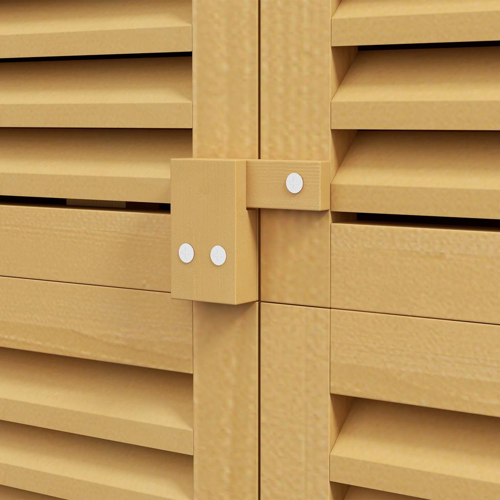 Garden Cabinet, Weatherproof, 2 Doors with Lock, Pine Wood, 87L X 46.5W X 160H Cm, Light Yellow