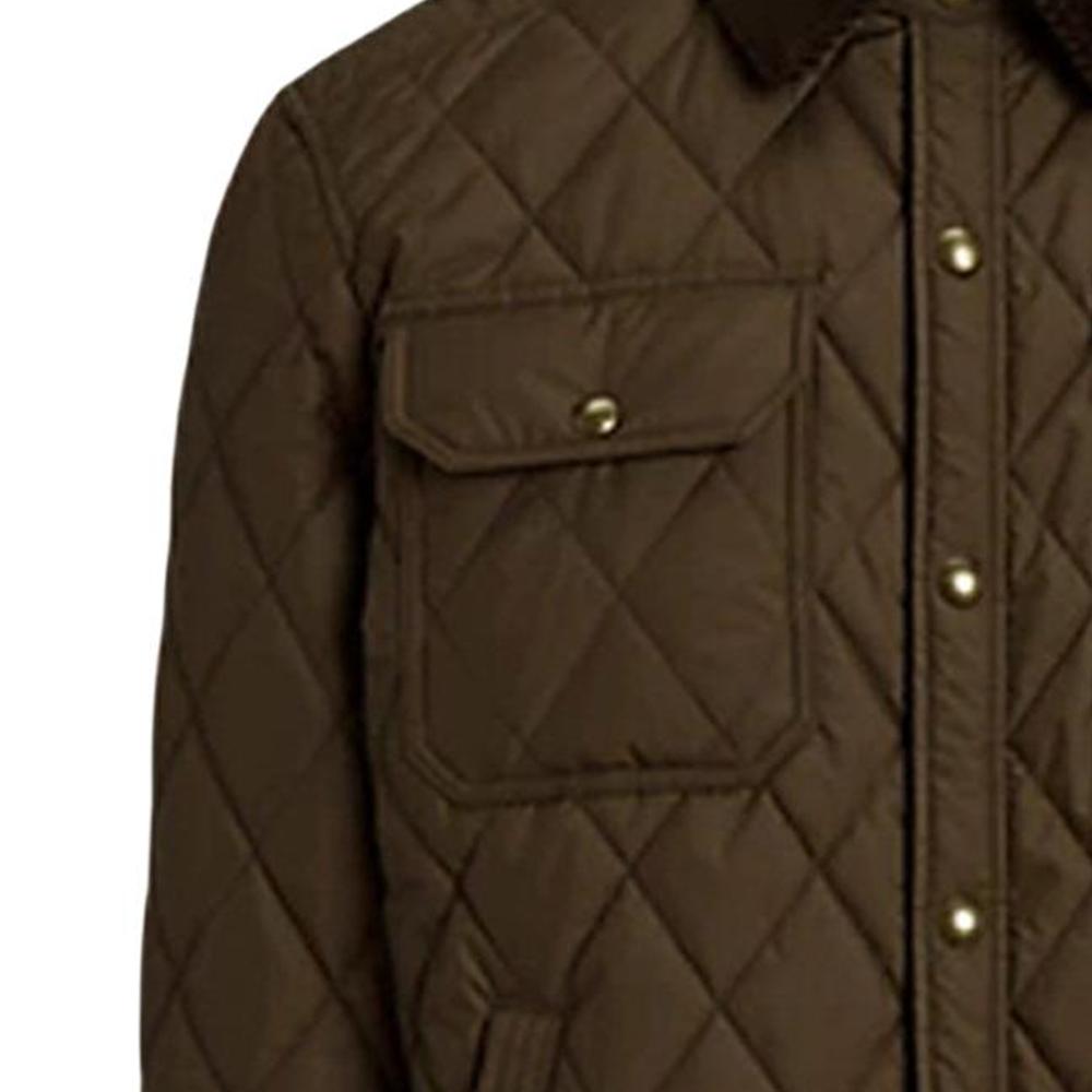 Polo Ralph Lauren Color Block Single-Breasted Quilted Long Sleeve Cotton Jacket Men jackets Brown 710876085-006