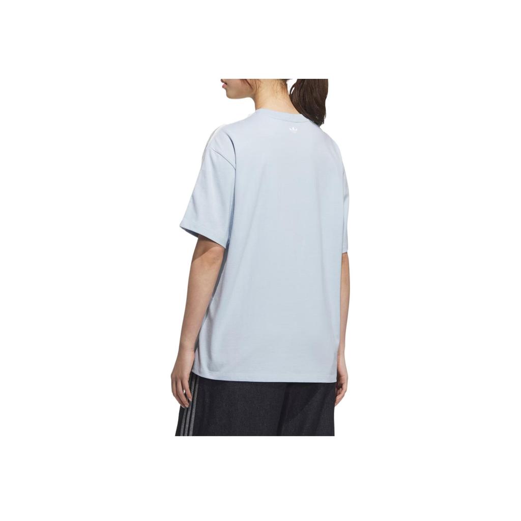 adidas Originals Disney Collaboration Fashion Trendy Simple Versatile Short Sleeve Drop Shoulder T-Shirt Women Tops Blue KC3098