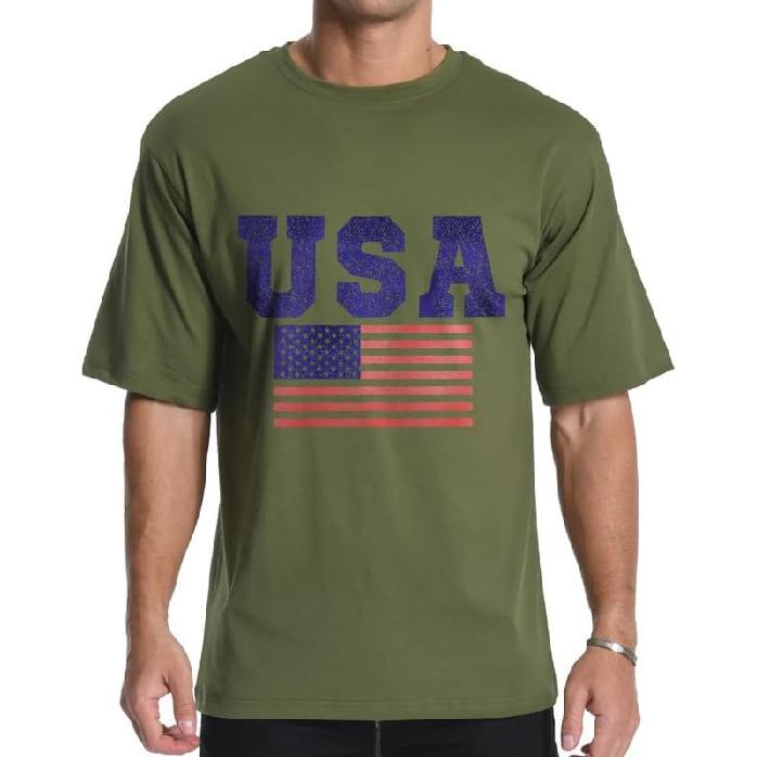 Aiyino Mens USA Flag Graphic Tee Patriotic American Short Sleeve T-Shirt