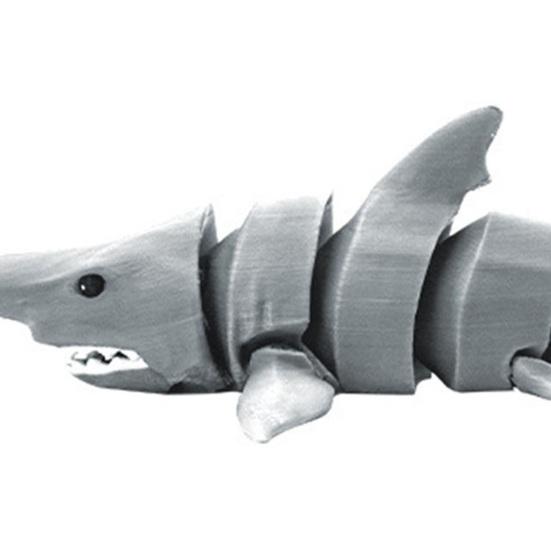 3D Printed Shark Figurine Movable Joints Shark Figure Articulated Sea