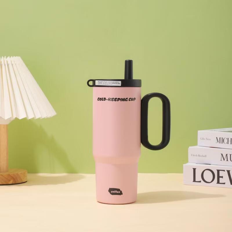 

Большой термостакан Shangqi с ручкой и соломинкой