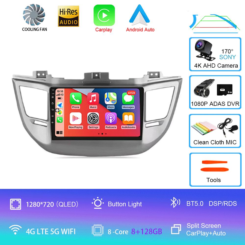 For Hyundai Tucson 2015-2017 Android 14 2din Car Radio Multimedia Video Player GPS Navigation 4G WIFI Carplay 8Core DSP EQ