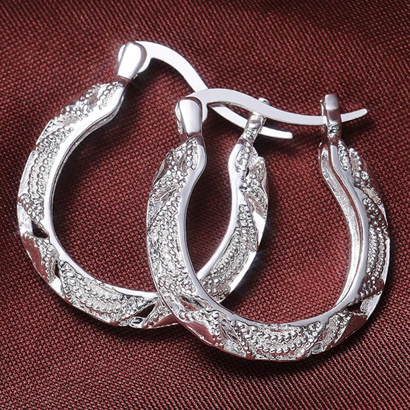 New 925 Silver Women Hoop Earrings Ethnic Style Party Daily Wearable Versatile Female Accessories High Quality Jewelry