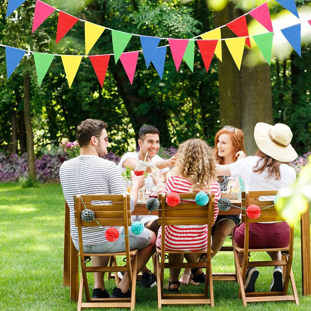 50-1000mm Colorful Pennant Banner Flags Multicolor Rainbow Triangle Flags String for Festival Outdoor Birthday Party Decor