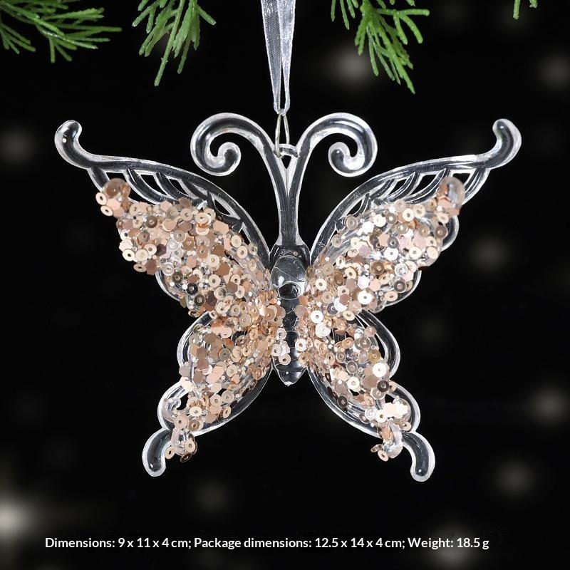 Green Glitter Christmas Hanging Ornament Sparkling Reindeer/High Heel/Tree /Snowflake Designs Pendants With Ribbon Decor