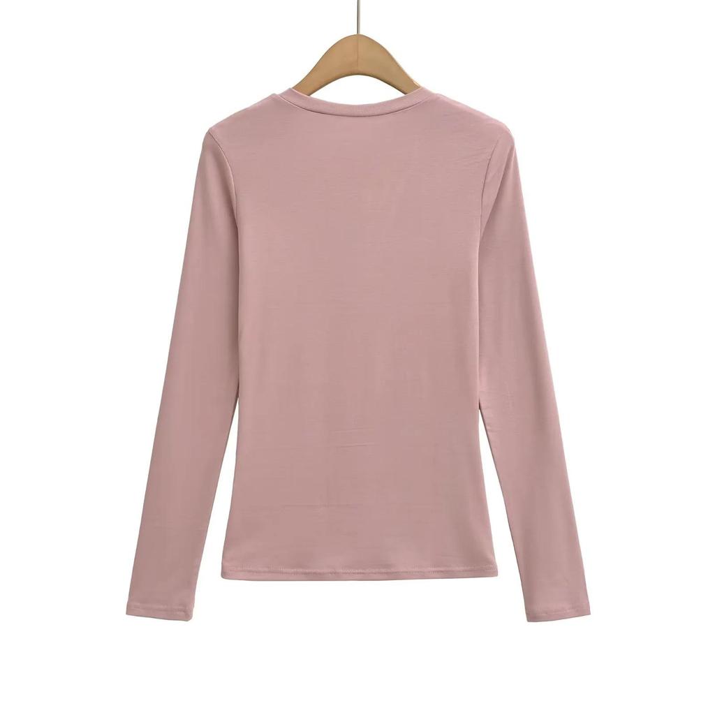 Women's Deep V-Neck Lace-Up Long Sleeve Slim Fit Autumn Top