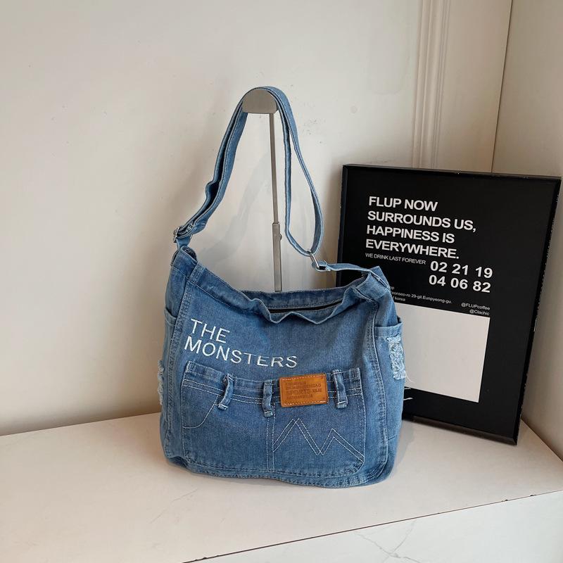 2026 Summer Trend Retro Denim Large Capacity Shoulder Tote for Women