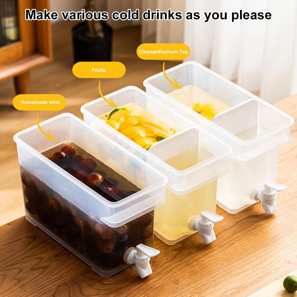 3.5L Beverage Liquid Drink Container Fridge Cold Water Pitcher with Spigot Cold Kettle Dispenser for Fruit Juice Cocktails