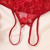 Red Crotchless Sexy Women's Underwear Lace Hollow Bow Backless Bodysuit Teddy Babydoll Erotic Costume Exotic Porn Lingerie Set
