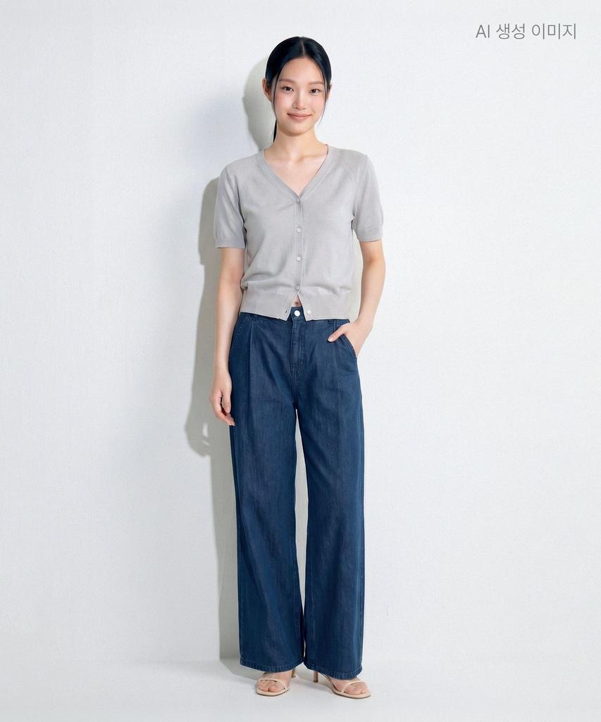 Roem Back Elastic Wide Denim Pants Rmtjg26G14