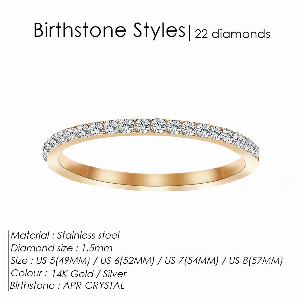 Rhinestone Birthstone Stainless Steel Ring Luxury Jewelry Gift 12 Zodiac Sparkling Rings For Women Wholesale US5/6/7/8
