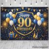 2D Happy 90th Birthday Hintergrund Banner Ballon Feuerwerk Party Deko