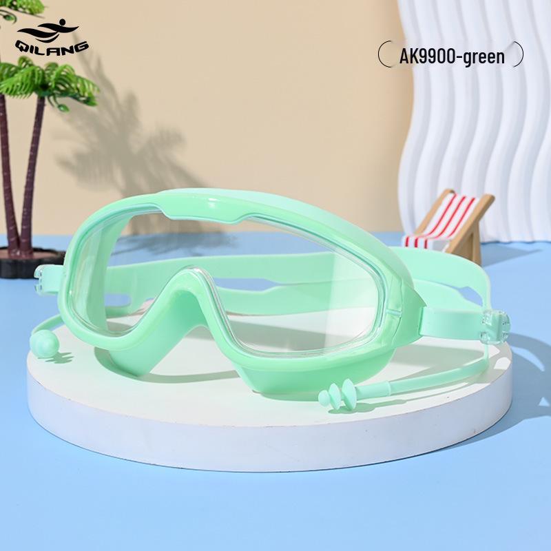 

Взрослые HD очки для плавания с линзами против запотевания и прикрепленными берушами - Большая оправа, Мягкий силикон, Унисекс очки для дайвинга