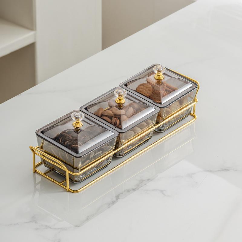 Light Luxury Glass Fruit Plate  Creative Household Living Room Snack Plate  Dried Fruit Snack Plate  Dessert Plate  Candy Plate  Fruit Plate