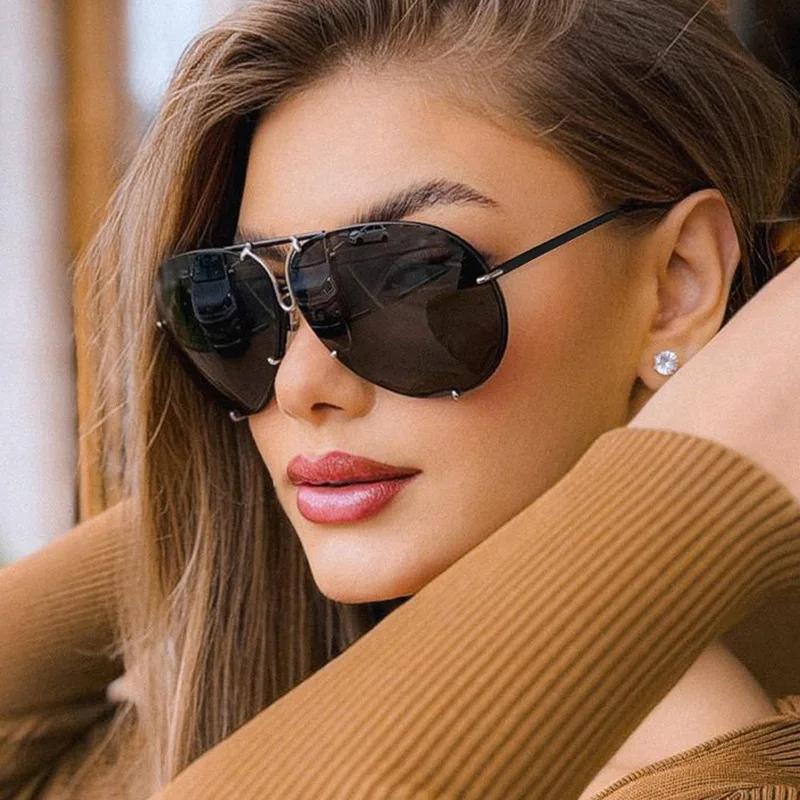 New Classic Pilot Oversized Men Sunglasses Vintage Metal Sun Glasses Women Mirror Gradient Colors Driving Male Shades Uv400